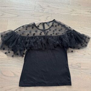 JCrew Black Sheer Star Sleeve Women's Top XXS
